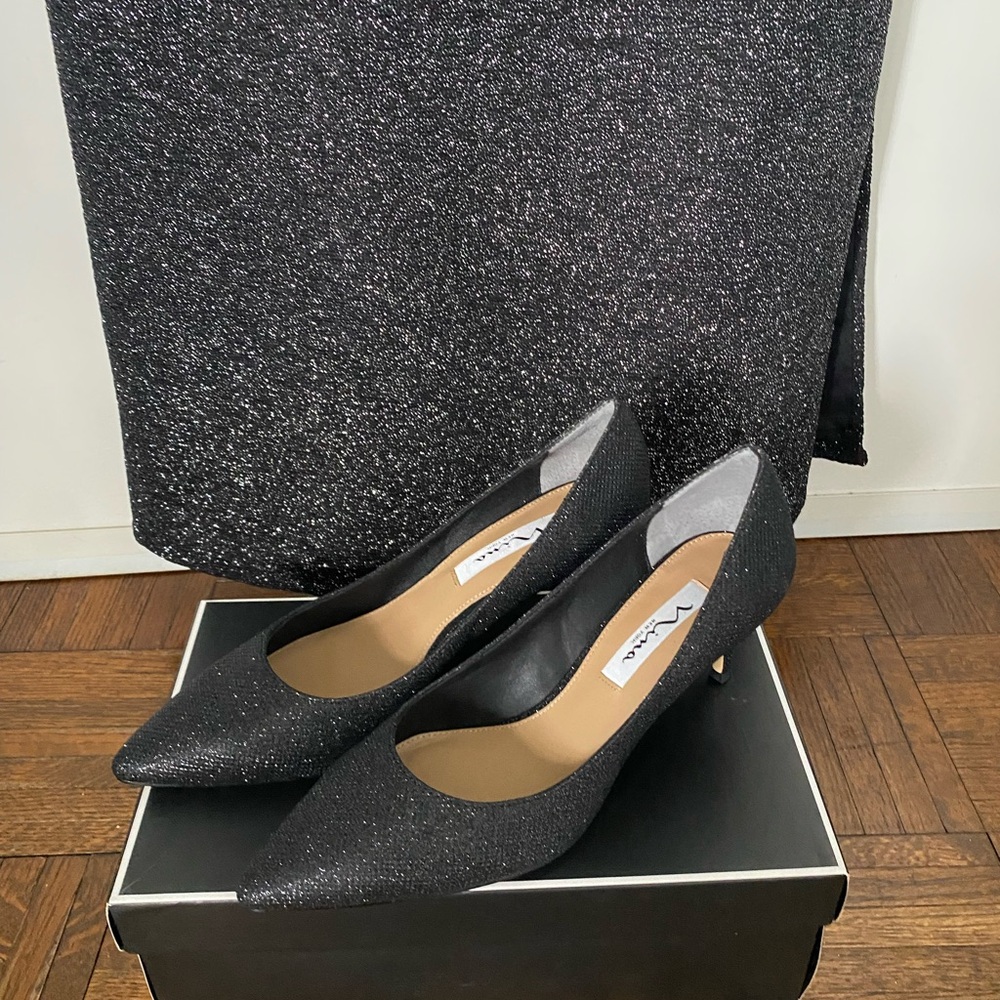Nina Black Heels Sparkly Stiletto Pumps
